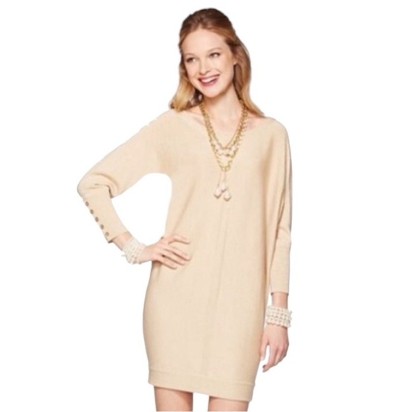 Lilly Pulitzer Dresses & Skirts - Lilly Pulitzer Jacquetta Sweater Dress Heathered Sand Bar Metallic